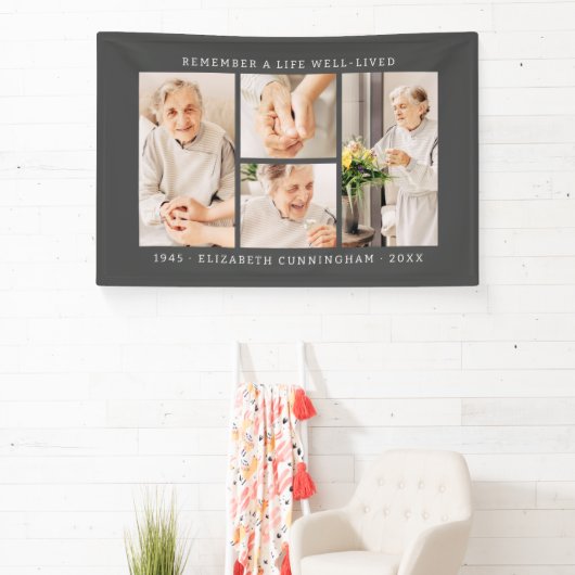 人生を思い出モダンすシンプルる4写真コラージュ 横断幕 (インサイチュ)