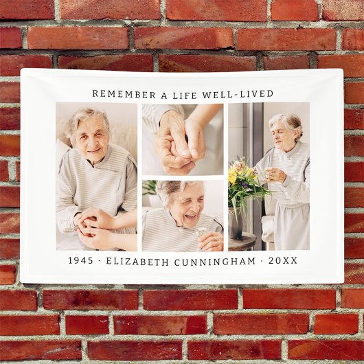 人生を思い出モダンすシンプルる4写真コラージュ 横断幕