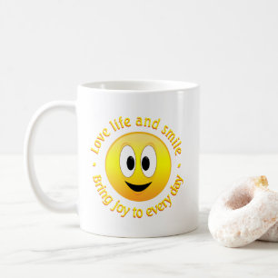 人生を愛し、喜びを届ける幸せな顔 コーヒーマグカップ