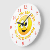 人生を愛し、顔で喜びをもたらす ラージ壁時計 (傾斜)
