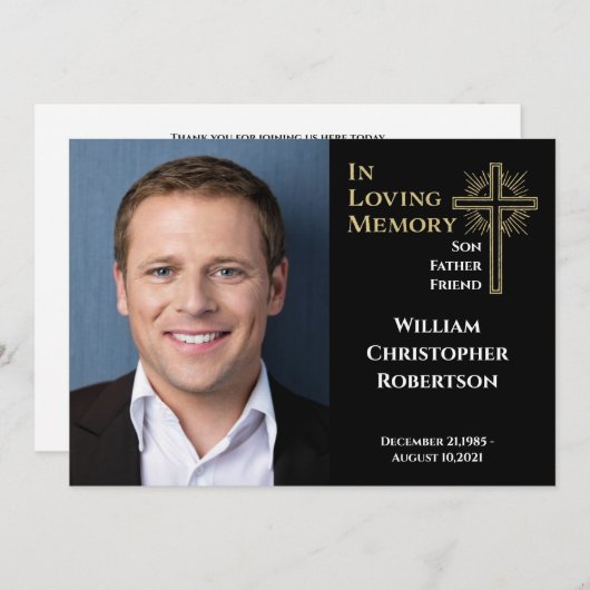 人生を愛する思い出のお祝い葬儀記念 招待状 (正面/裏面)