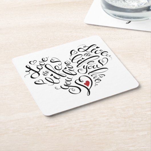 人生を愛する スクエアペーパーコースター (アングル)