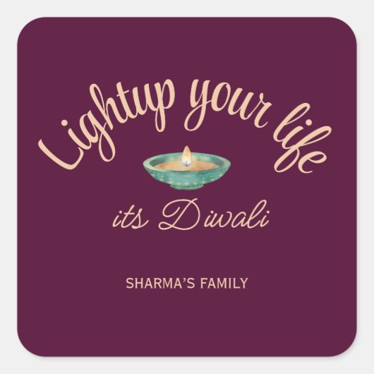 人生を明るくするのがディワリだ スクエアシール (正面)