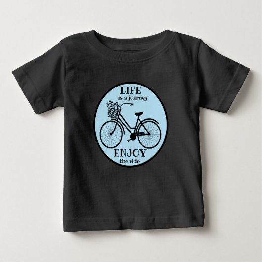人生を楽しめ | 花を添えた自転車 -インスピレーション ベビーTシャツ (正面)