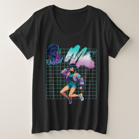 人生を楽しもう プラスサイズTシャツ (デザイン正面)