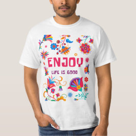 人生を楽しもう ポジティブな気持ち タイポグラフィー Tシャツ
