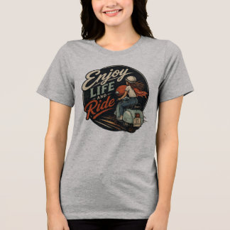 人生を楽しんで ヴィンテージ ヴェスパ でライド トライブレンドTシャツ