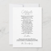 人生を称える ゴールド ありがとう + 詩 カード (裏面)