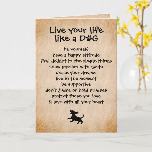 人生を…犬の質 カード (黄色い花)