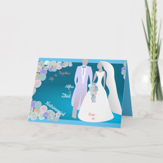 人生カスタムで一緒に折り畳まれた結婚式招待状 招待状 (正面)