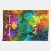 人生カラフルは旅の道楽しむだ キッチンタオル (横)