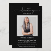 人生シンプルのエレガントお祝いの写真 招待状 (正面/裏面)