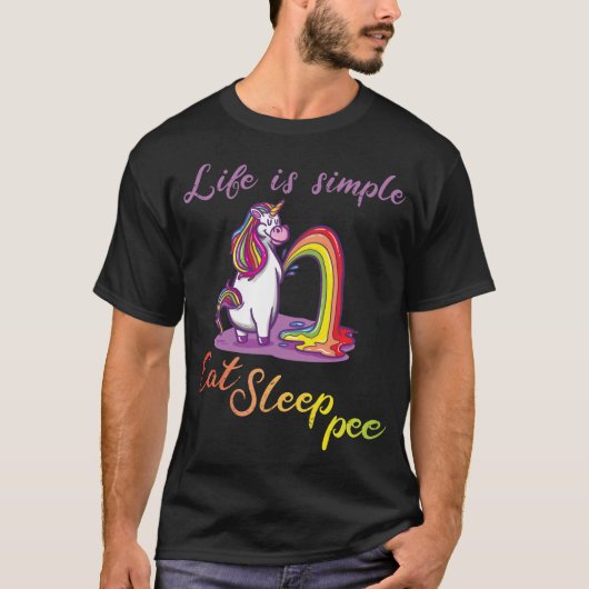 人生シンプルは食べ眠り Tシャツ (正面)