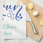 人生パーソナライズされたはビーチブルーグリーンが得意 キッチンタオル (四つ折り)