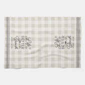 人生パーソナライズされたはビーチ劇に勝る キッチンタオル (横)