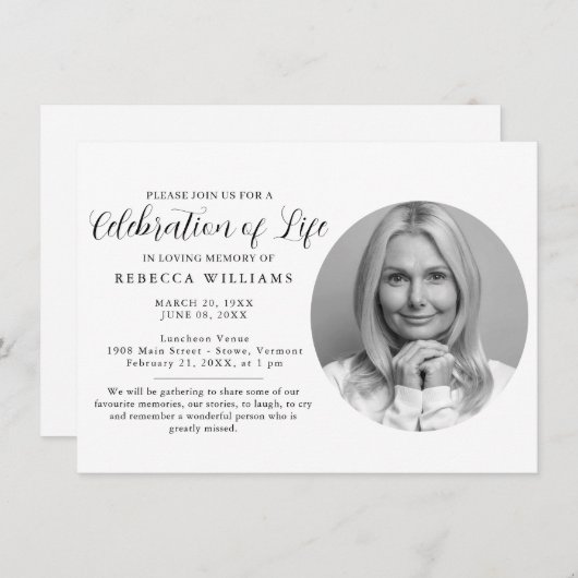 人生ミニマルお祝いの美しい招待状 招待状 (正面/裏面)