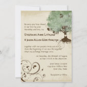 人生モダンの渦巻きスクロールツリー春夏の芸術 招待状 (裏面)