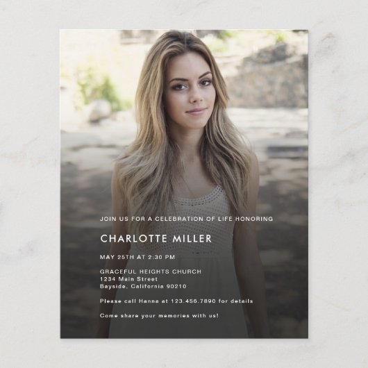 人生モダンの葬儀の予算写真お祝い チラシ (正面)