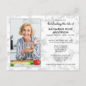 人生モダンの葬儀の大理石写真お祝い インビテーションポストカード (正面)