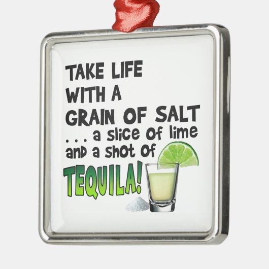 人生ライム塩テキーラ！カクテルユーモア メタルオーナメント (左)