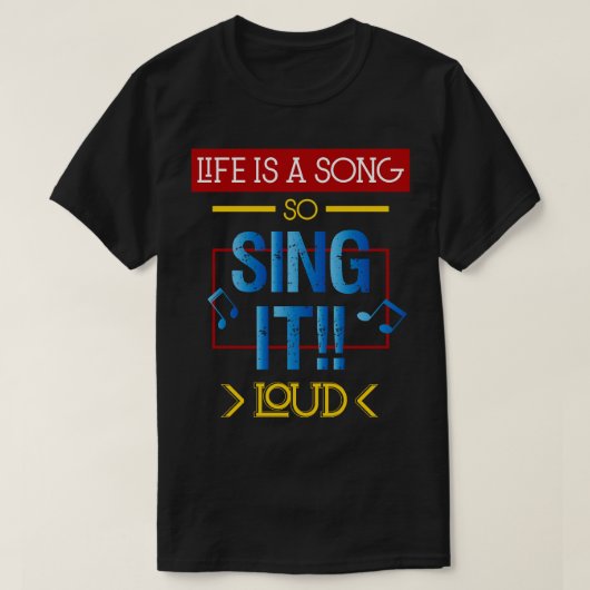 人生感動的の音楽引用文 Tシャツ (デザイン正面)