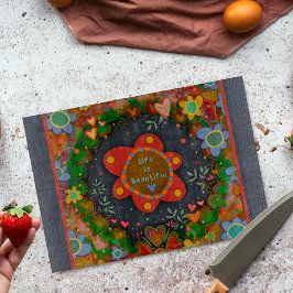 人生感動的は美しい引用文フローラ カッティングボード