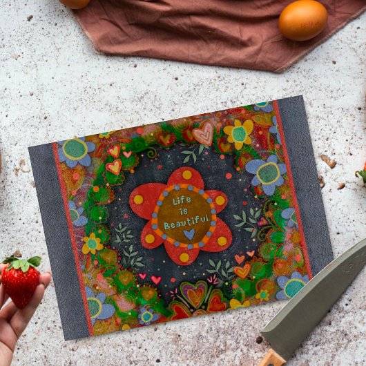 人生感動的は美しい引用文フローラ カッティングボード