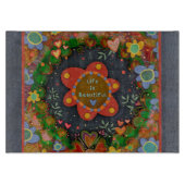 人生感動的は美しい引用文フローラ カッティングボード (正面)