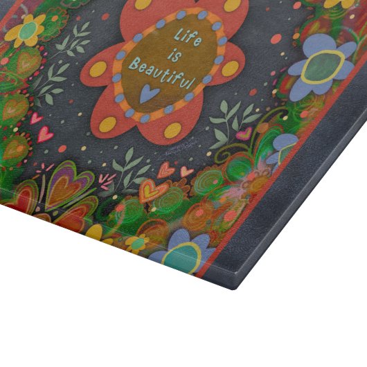 人生感動的は美しい引用文フローラ カッティングボード (角)