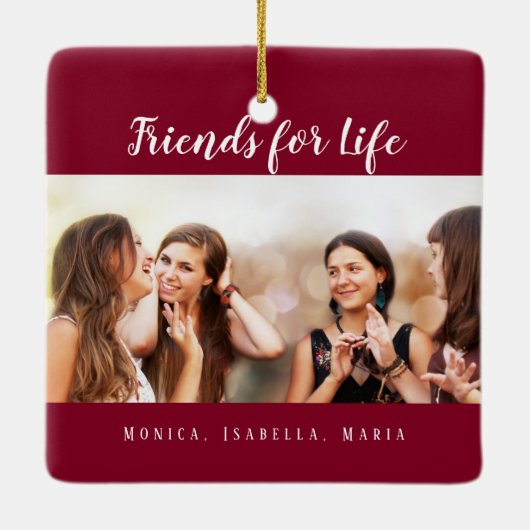 人生最高の写真の友達ブルゴーニュの名前 セラミックオーナメント (裏面)