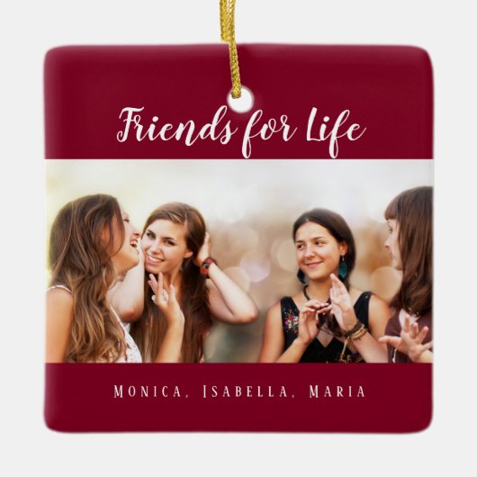 人生最高の写真の友達ブルゴーニュの名前 セラミックオーナメント (正面)
