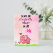 人生楽しむの小さなことタイポグラフィ引用文 ポストカード (スタンド正面)