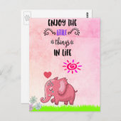 人生楽しむの小さなことタイポグラフィ引用文 ポストカード (正面/裏面)