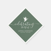 人生祝のセージ緑の鳩の葬儀 スタンダードカクテルナプキン (角)