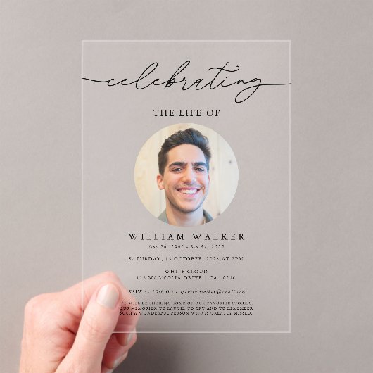 人生祝の写真お祝い アクリル招待状 (インサイチュ (ポータブル))