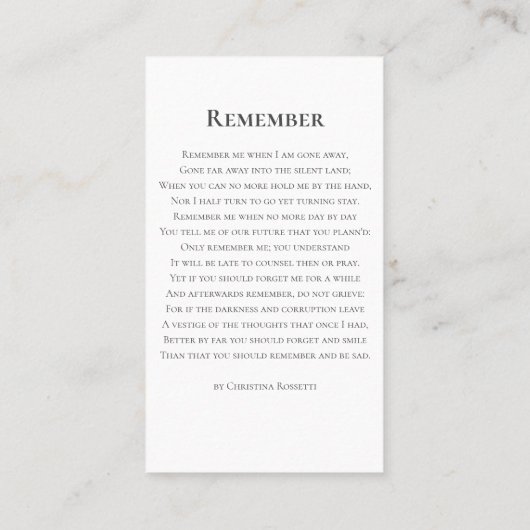 『人生祝一つの記憶』 名刺 (裏面)