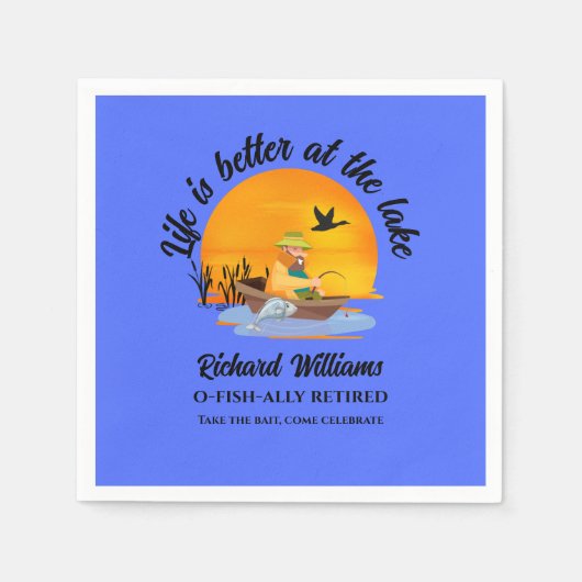 人生退職したは湖の魚釣り漫画で良い スタンダードカクテルナプキン (正面)