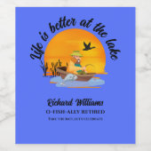 人生退職したは湖の魚釣り漫画で良い ワインラベル (シングルラベル)