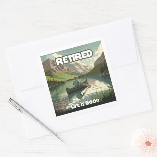 人生退職したは良いカヌーだ スクエアシール (封筒)