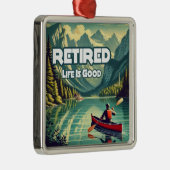 人生退職したは良い赤カヌー メタルオーナメント (右)