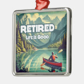 人生退職したは良い赤カヌー メタルオーナメント (左)