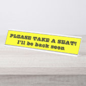 人目を引くはっきりした「どうぞ座って！」 デスクネームプレート (正面)