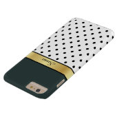 人目を引くハンターグリーンホワイト&ブラック水玉模様 Case-Mate iPhoneケース (底面)