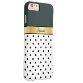 人目を引くハンターグリーンホワイト&ブラック水玉模様 Case-Mate iPhoneケース (裏面/右)