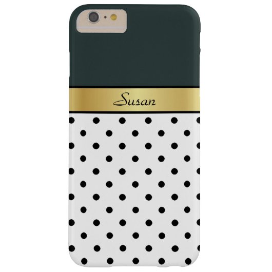 人目を引くハンターグリーンホワイト&ブラック水玉模様 Case-Mate iPhoneケース (裏面)