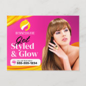 人目を引くピンクの髪の毛スタイルメイクアップアーティストサロン ポストカード (正面)