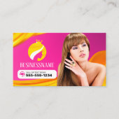 人目を引くピンクの髪の毛スタイルメイクアップアーティストサロン ロイヤリティカード (正面)