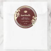 人目を引くフローラバーガンディ金ゴールド製品ラベル ラウンドシール (バッグ)