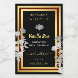 人目を引くフローラ製品ラベル黒と金ゴールド フードラベル