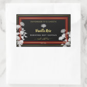 人目を引くフローラ製品ラベル黒と金ゴールド 長方形シール (バッグ)